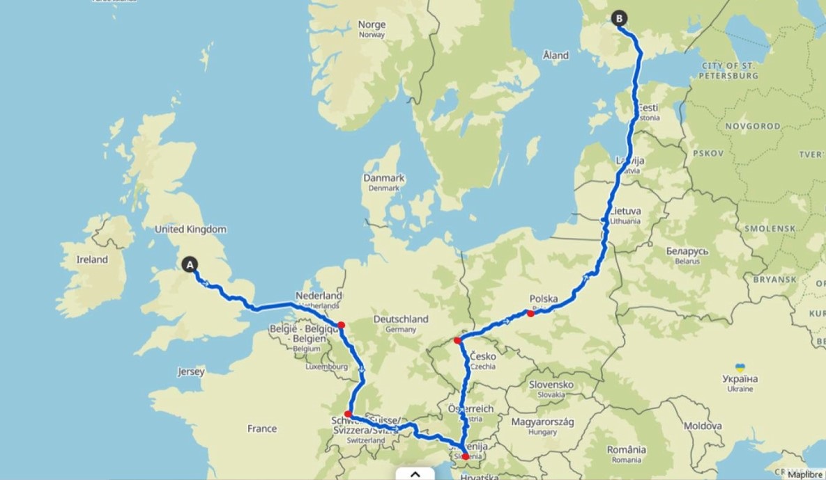 Route der Fahrradtour Cycle Europe