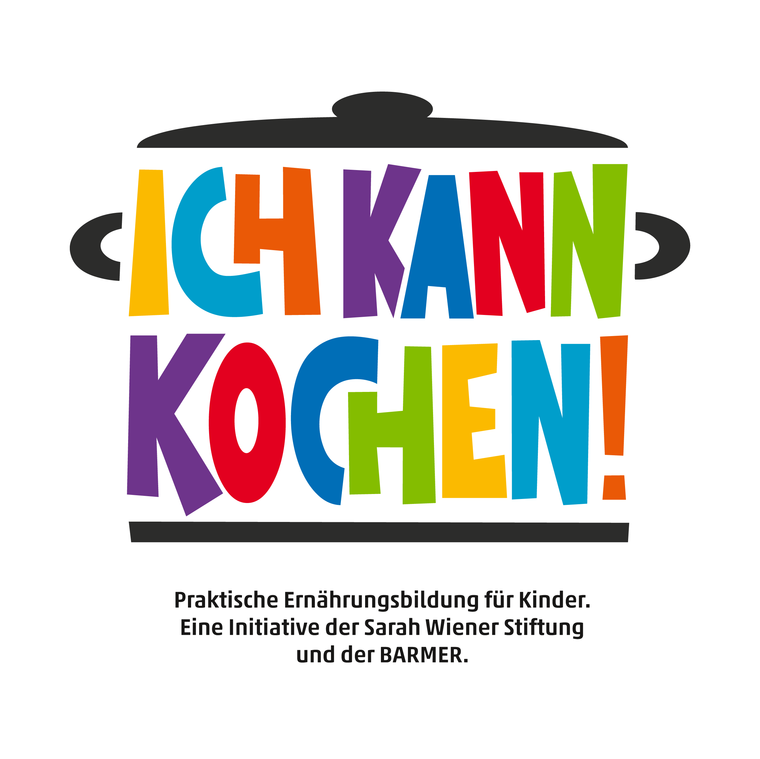 Logo "Ich kann kochen!" - Praktische Ernährungsbildung für Kinder. Eine Initiative der Sarah Wiener Stiftung und der BARMER