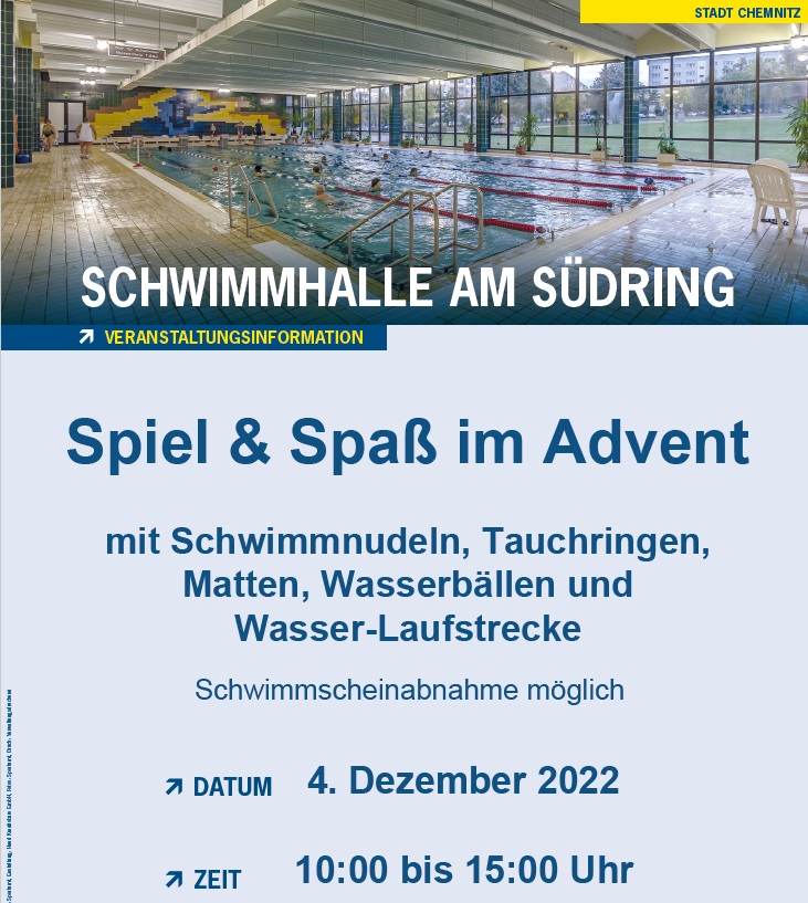 Spiel & Spaß im Advent - am 4. Dezember in der Schwimmhalle am Südring