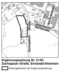 Öffentliche Auslegung zur Ergänzungssatzung Nr. 21/02 „Zschopauer Straße, Einsiedel/Altenhain“: Geben Sie Ihre Anmerkungen dazu ab!