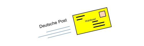 Wahlbriefumschlag mit der Deutschen Post AG versenden oder persönlich in der Briefwahlstelle abgeben