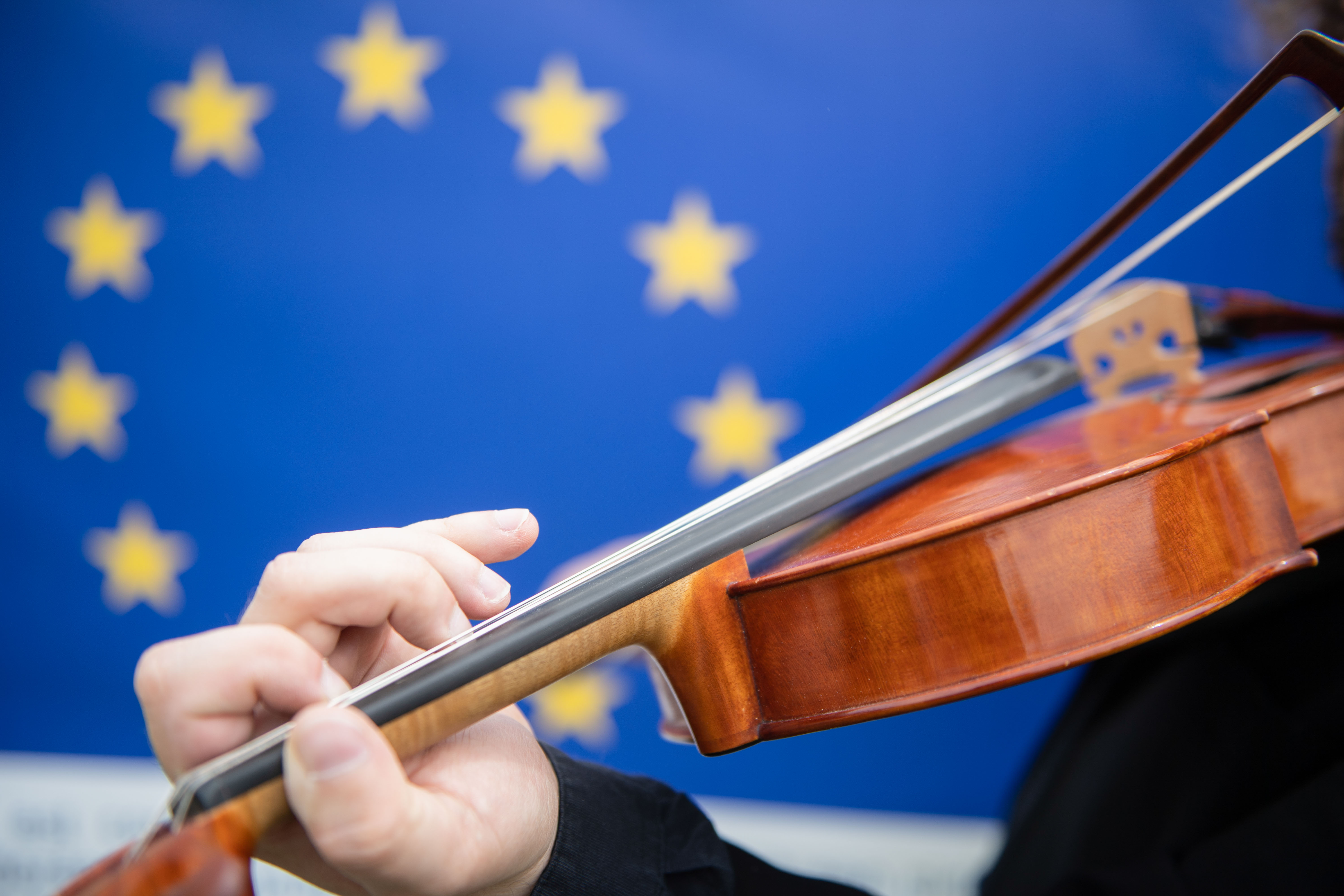 Geige vor Europa-Sternen