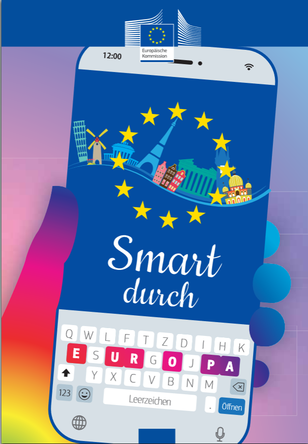 The new publication is in the form of a smartphone. Cover: Representation in Germany – Bonn (Euro-pean Commission)