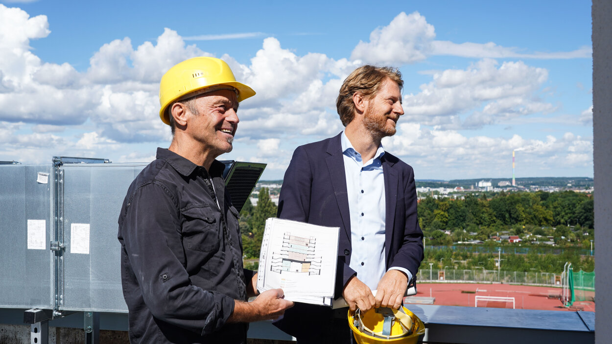 Baubürgermeister Michael Stötzer und Projektleiter Andreas Hüppe.