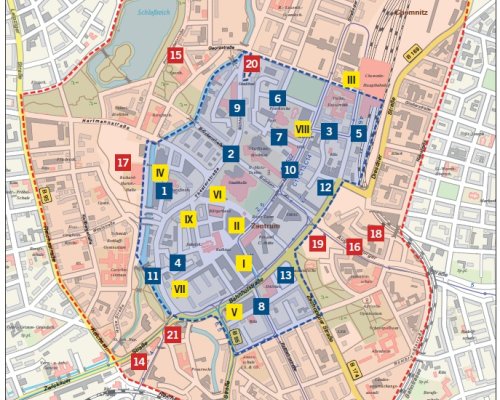 Karte mit den Parkzonen in der Innenstadt