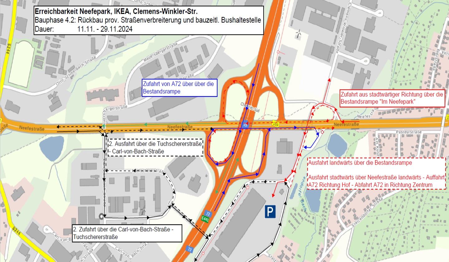 Erreichbarkeit des Neefeparks vom 11.11. bis 29.11.2024